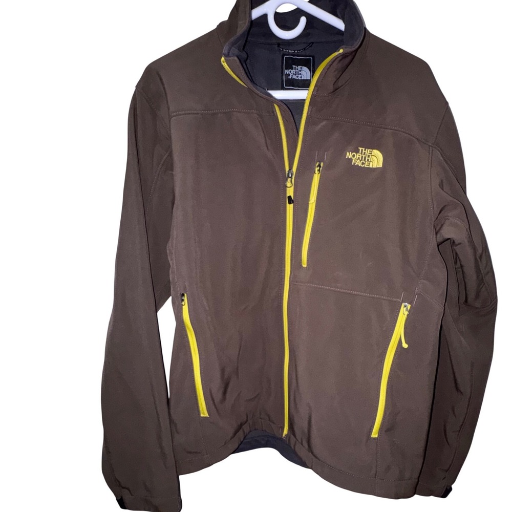 The North Face Apex Bionic Jacket Mens M  Brown Yellow Softshell Fall Winter